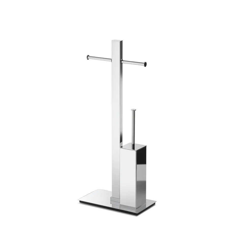 Floor stand double toilet paper holder and brush Gedy Bridge series - Verchroomd