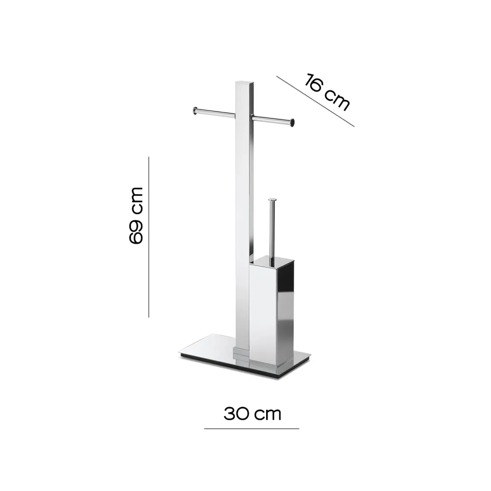 Floor stand double toilet paper holder and brush Gedy Bridge series - Verchroomd