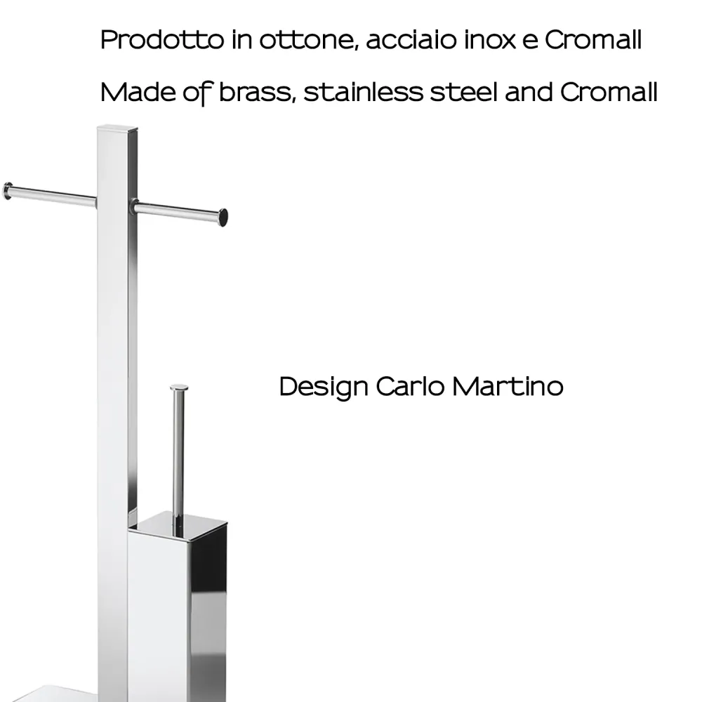 Floor stand double toilet paper holder and brush Gedy Bridge series - Verchroomd