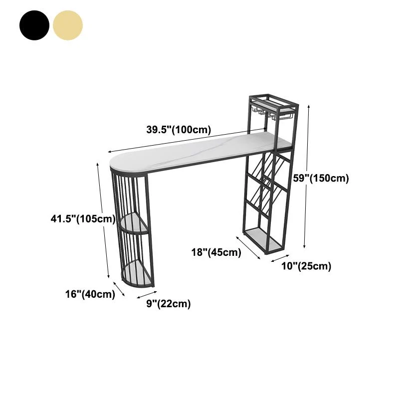 Glam Stone Indoor Bar Dining Table Ijzer Double Pedestal Bistro Table Shelve 39