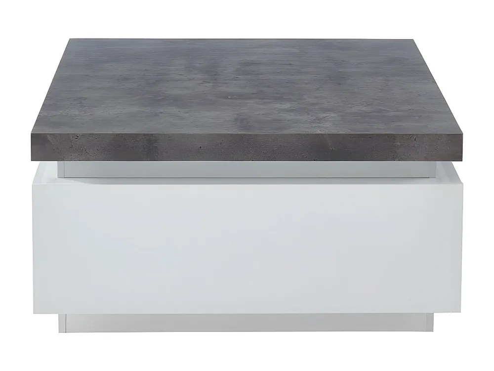 Salontafel HALO II - 2 lades - Gelakt MDF - Met LED-verlichting - Wit en beton