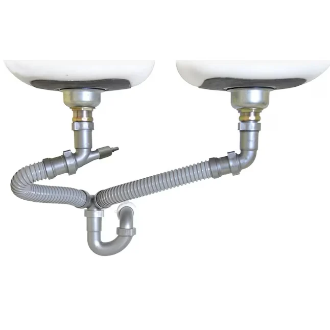 SnappyTrap Snappy Trap Drain Kit Double Bowl Kitchen Sinks 1-1/2- P-Trap Black Plastiek