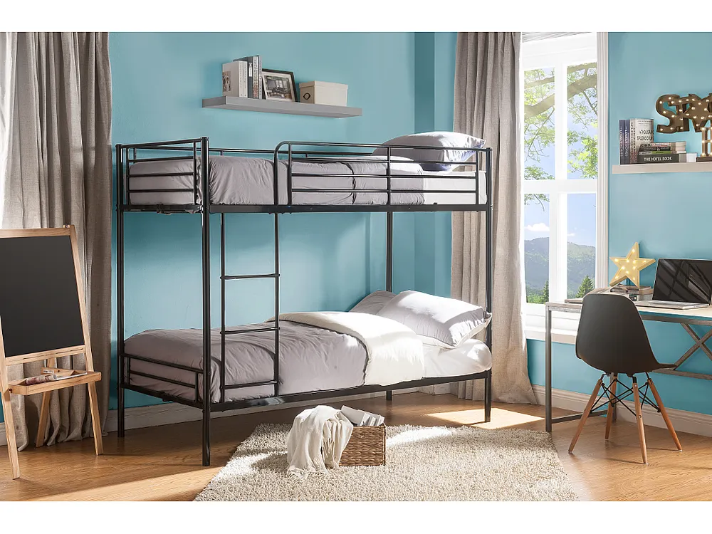 Stapelbed DUOTIS II - 2 x 90 x 190 cm - Zwart - Koop nu puur en goedkoop online