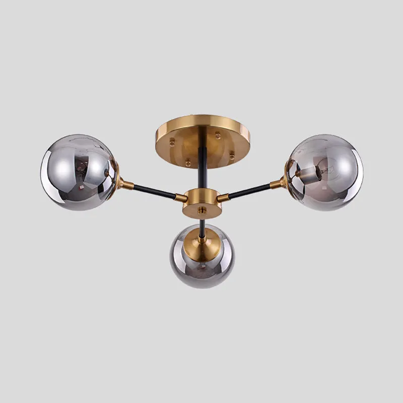 Aanrechtkraan Postmoderne radiaal rookglas semi-inbouw 3/6 koppen inbouw plafondkroonluchter messing en zwart