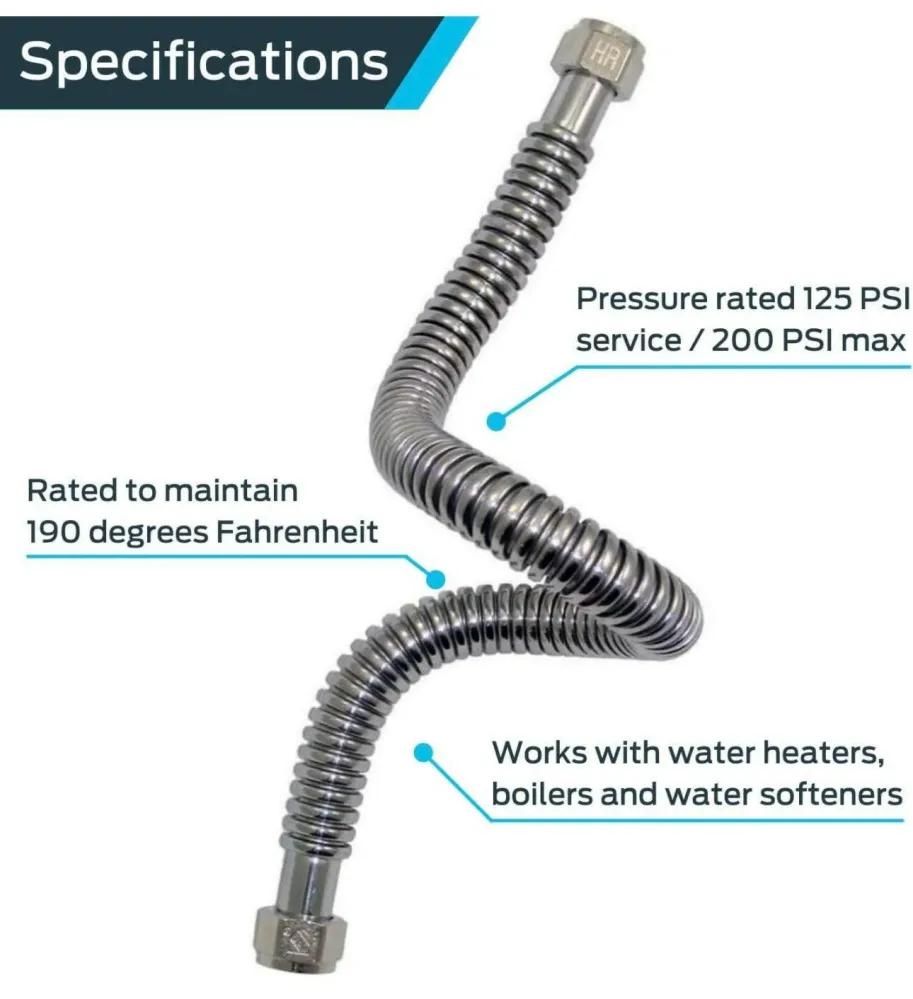 HoldRite QuickFlex 1 Inch FIP x 1 Inch FIP x 24 Inch Water Heater Connector met Keramische Kookplaat