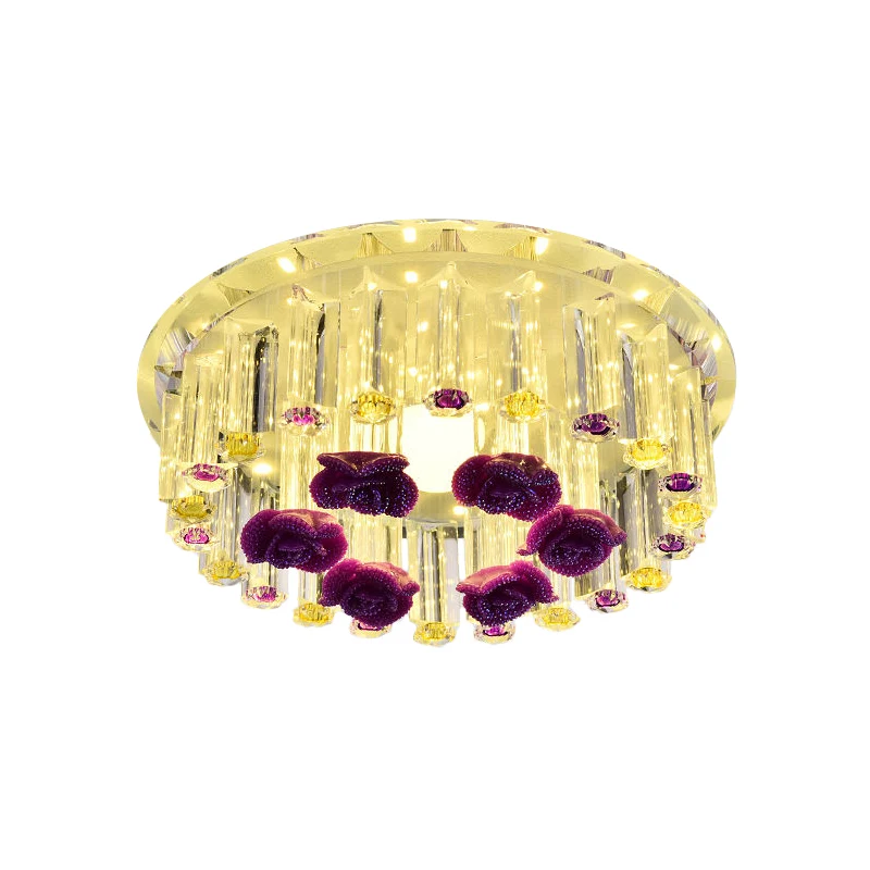 7"/9.5" W Sober Round Flush Mount Clear Crystal LED Corridor Flush Ceiling Light Fixture Chrome, Warm/White/Multi Color Li...