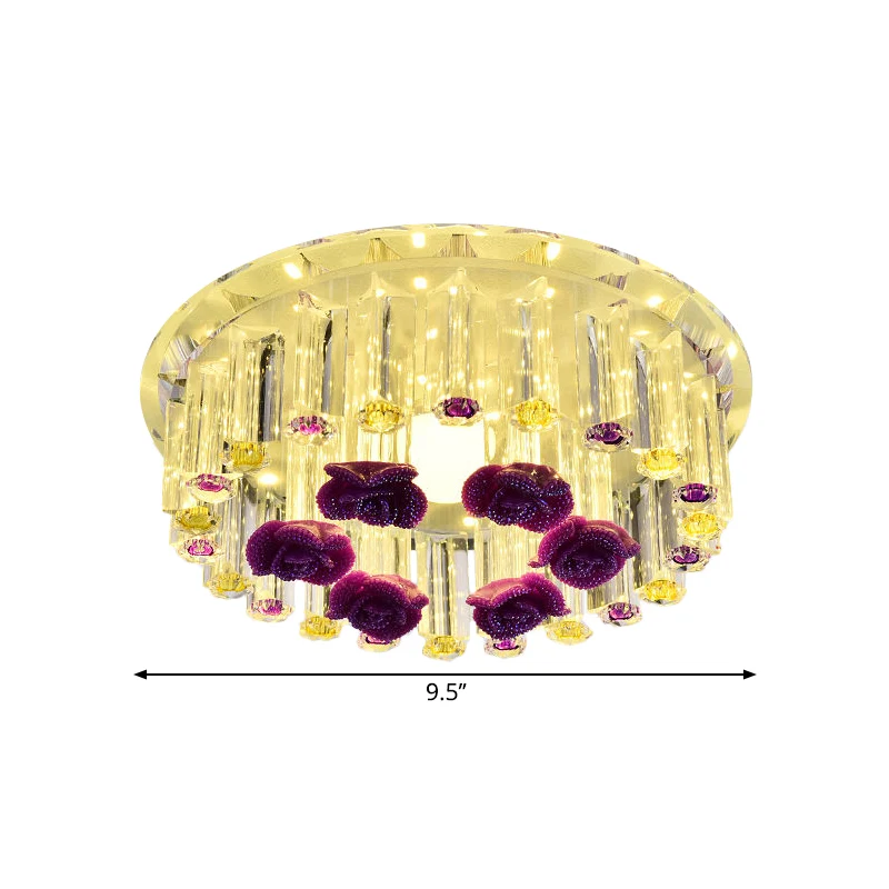 7"/9.5" W Sober Round Flush Mount Clear Crystal LED Corridor Flush Ceiling Light Fixture Chrome, Warm/White/Multi Color Li...