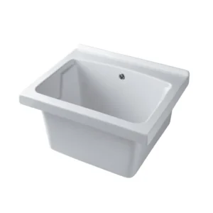 BathCore washbasin ivoor ceramic 60x50 overflow hole. Without drainer. Faucet preparation included
