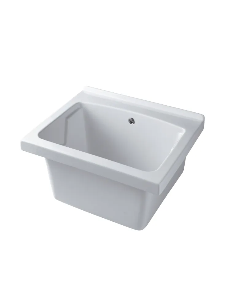 BathCore washbasin ivoor ceramic 60x50 overflow hole. Without drainer. Faucet preparation included
