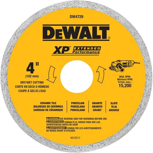 DEWALT 7-Inch Wet Cutting Continuous Rim Saw Blade 5/8-Inch Arbor Keramiek Or Tile,Yellow