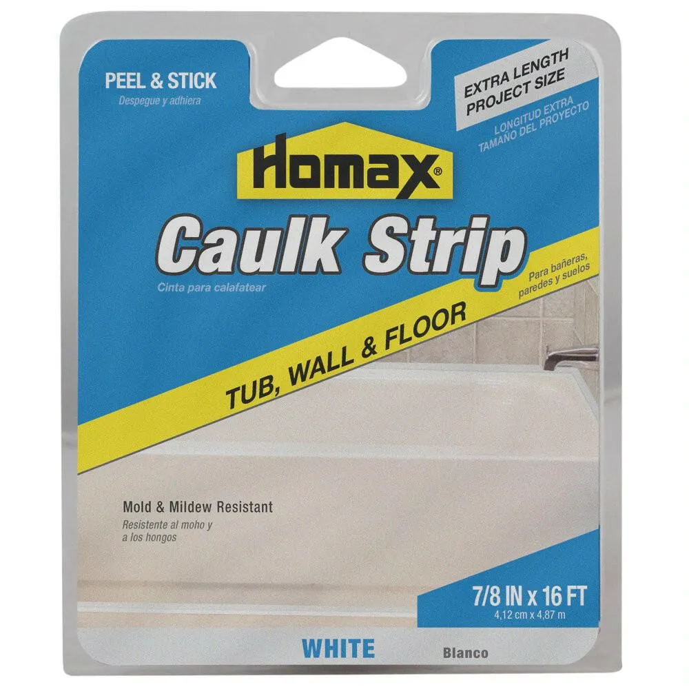 Homax Tub, Wall & Floor, Wit Caulk Strip - 7/8 . x 16-Ft