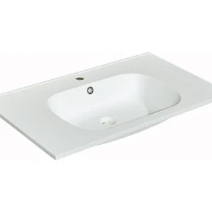 Inbouwwastafel hars met steenlook - Wit - L80 x B46 cm - OKIWA - Koop nu online
