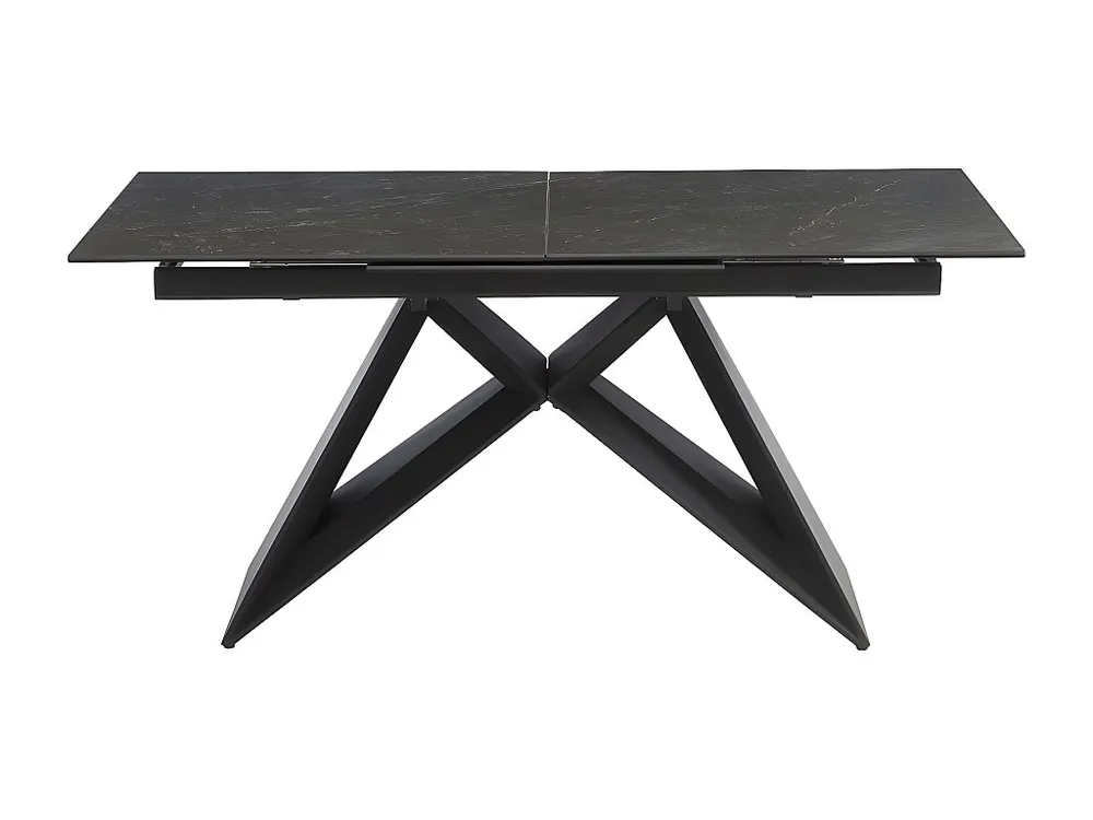 Uitschuifbare eettafel - 6 tot 8 personen - Keramiek en metaal - Zwart. LISBY