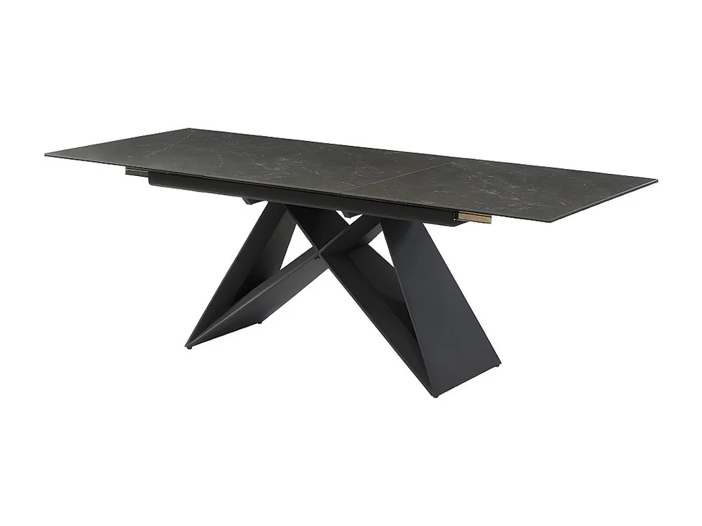 Uitschuifbare eettafel - 6 tot 8 personen - Keramiek en metaal - Zwart. LISBY
