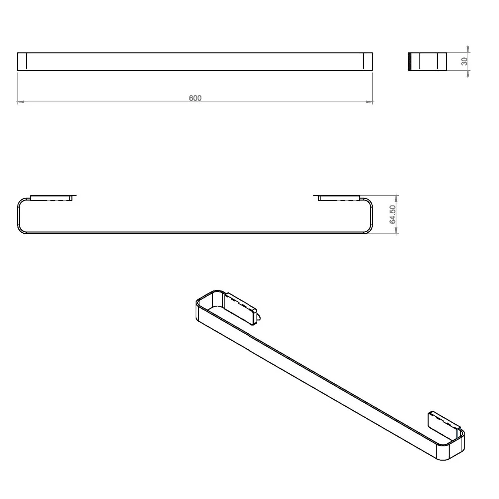 Wall-mounted towel holder chrome steel from 'Line' collection Cosmic - cm 60x6.5x3