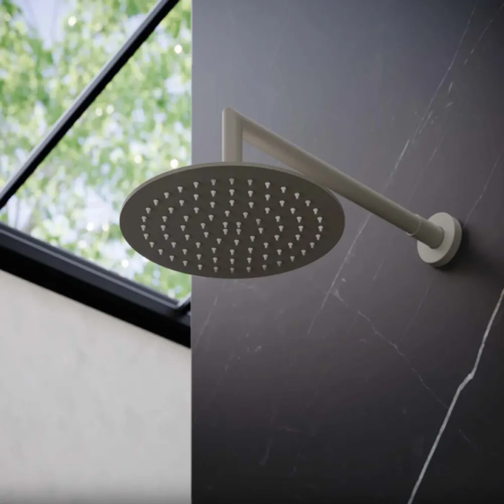 Round shower head ø 25 cm RubiFlux zacht siliconen anti-limescale jets - Mud Gray