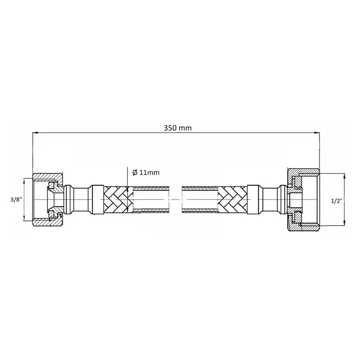Best Design Aansluitslang Moya - Lengte: 35 cm, Mat Gun metalen