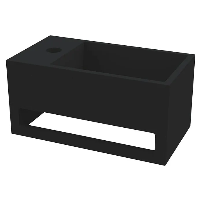 Best Design Fontein Mona - b x l: 33 x 18 cm, Kraangat: Links, Zwart voor Douchecabines