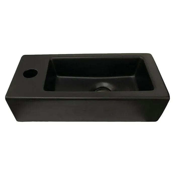 Best Design Wc-fontein Farnetta links - 37 x 18 cm, Kraangat: Links, Zwart met Ontkalker