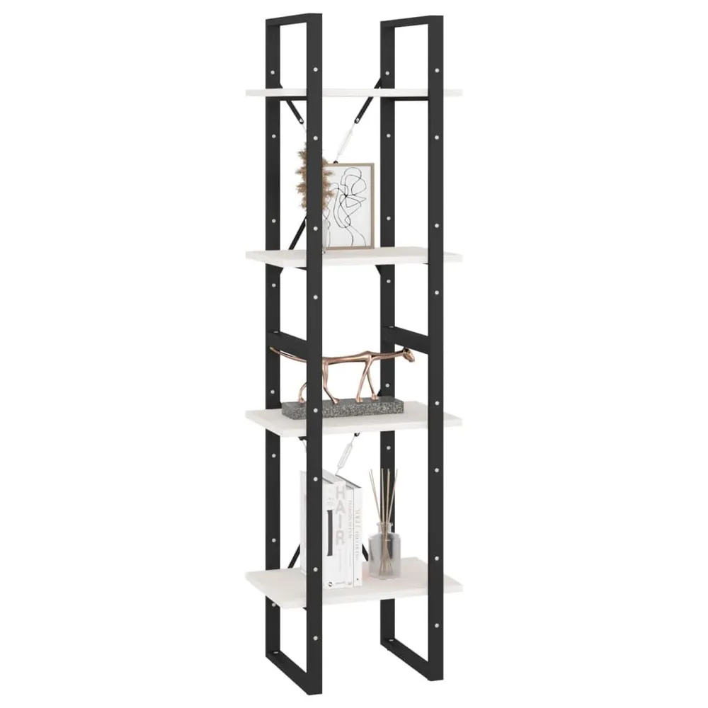 Boekenkast met 4 schappen 40x30x140 cm massief grenenhout wit