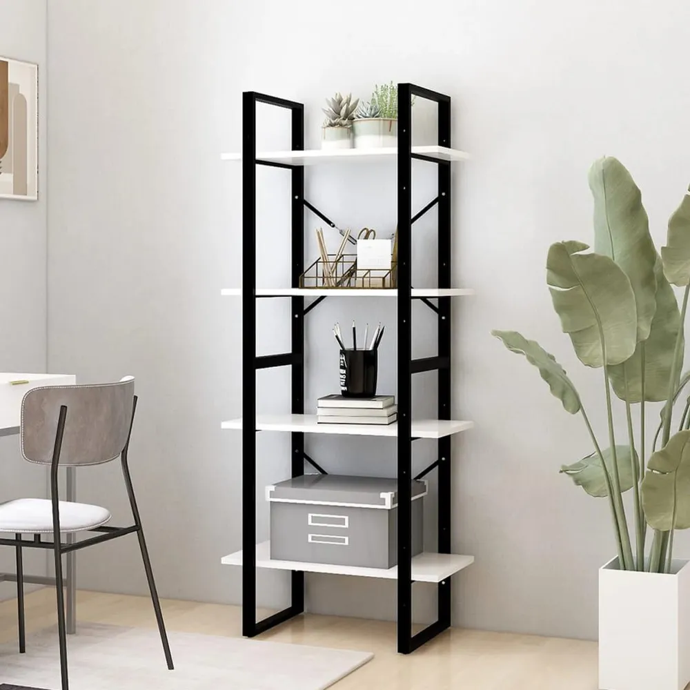Boekenkast met 4 schappen 60x30x140 cm massief grenenhout wit