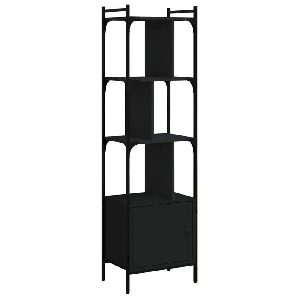 Grote capaciteit Boekenkast met deur 44,5x30x154,5 cm bewerkt hout zwart