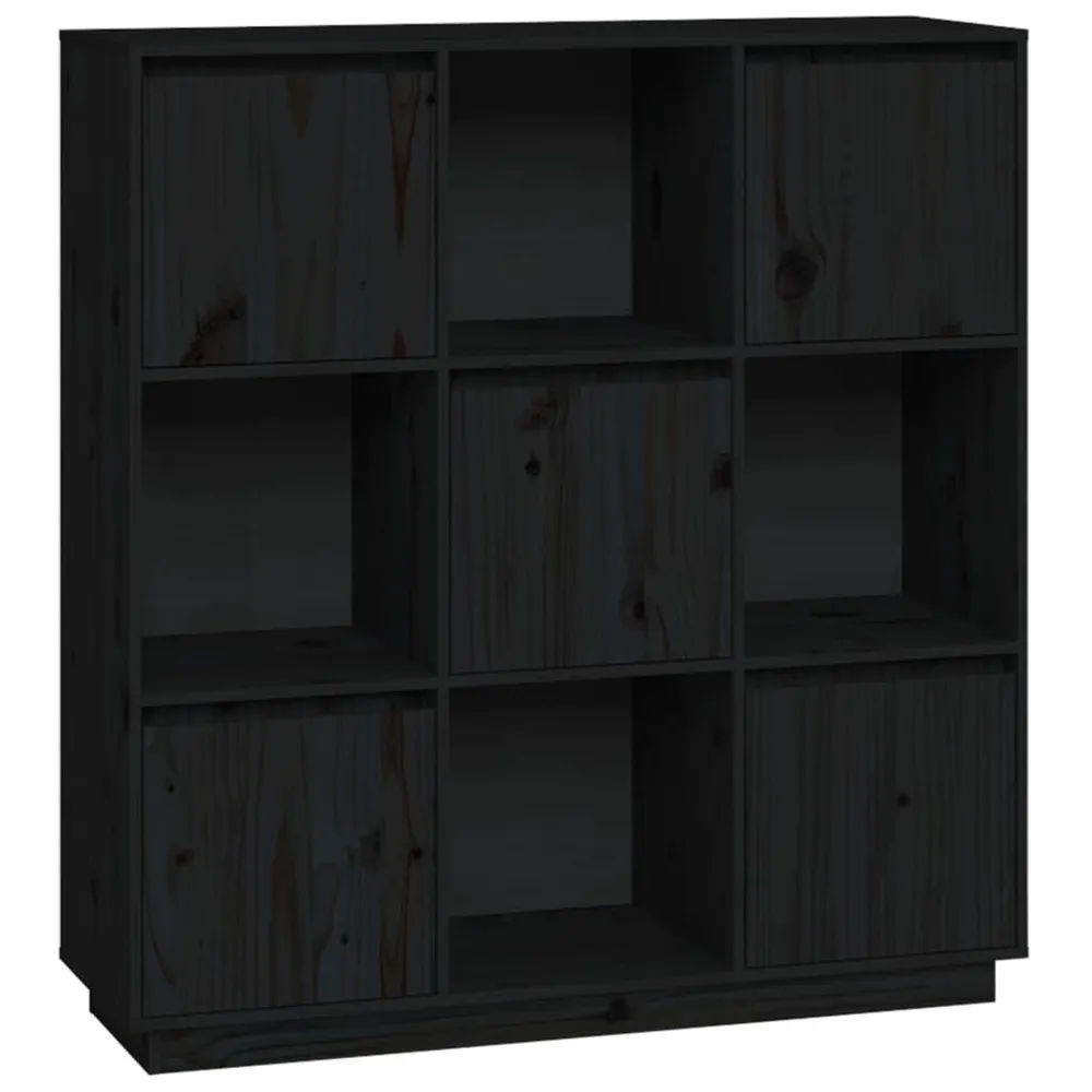 Hoge kast 110,5x35x117 cm massief grenenhout zwart