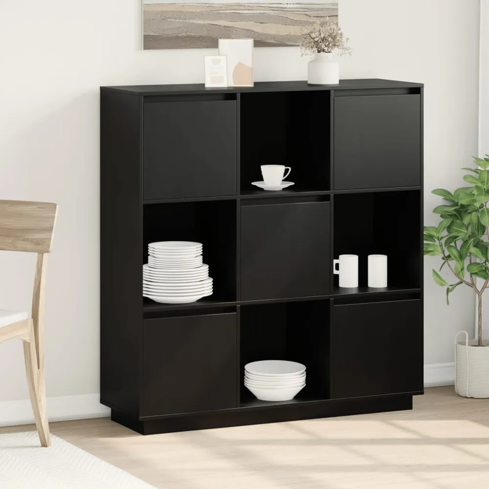 Hoge kast 110,5x35x117 cm massief grenenhout zwart