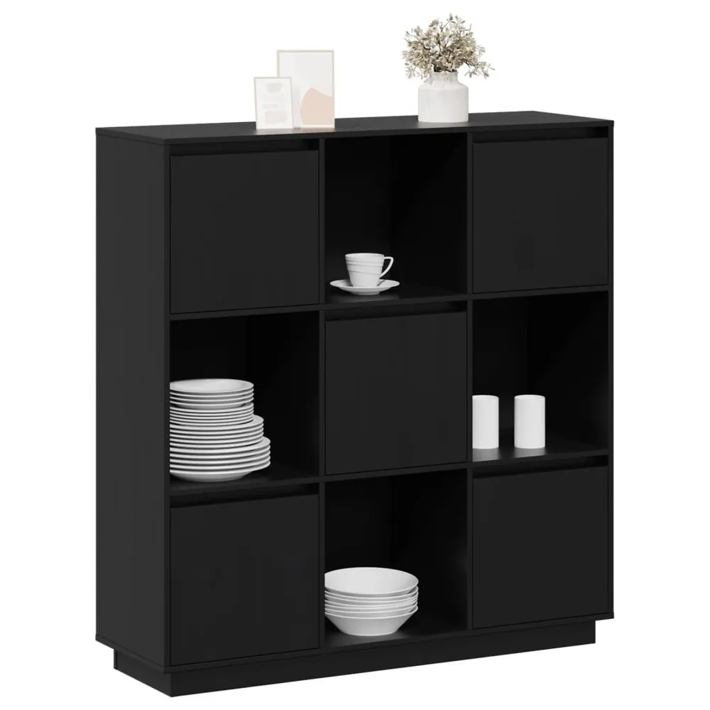 Hoge kast 110,5x35x117 cm massief grenenhout zwart