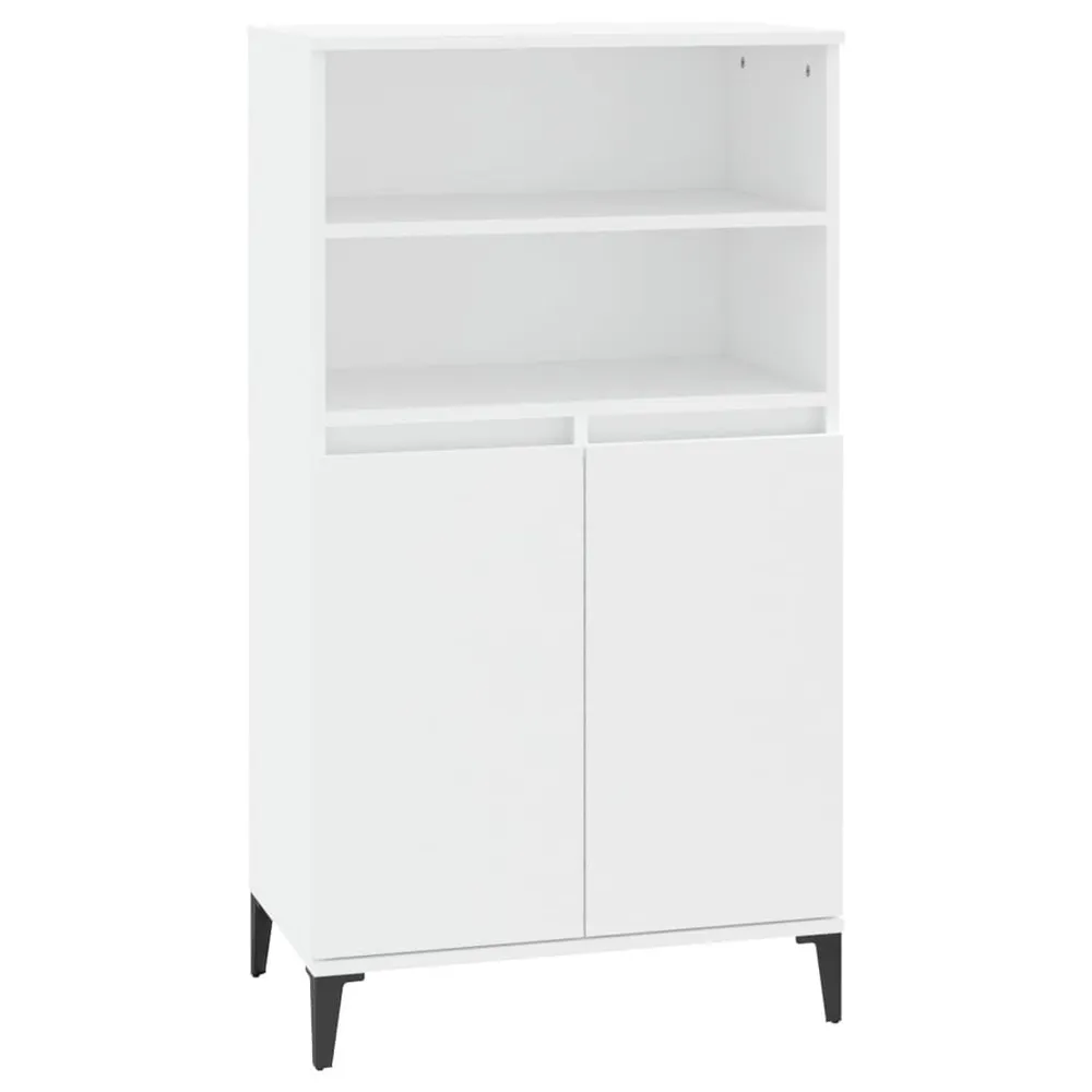 Hoge kast 60x36x110 cm bewerkt hout wit met Sleutelvergrendeling
