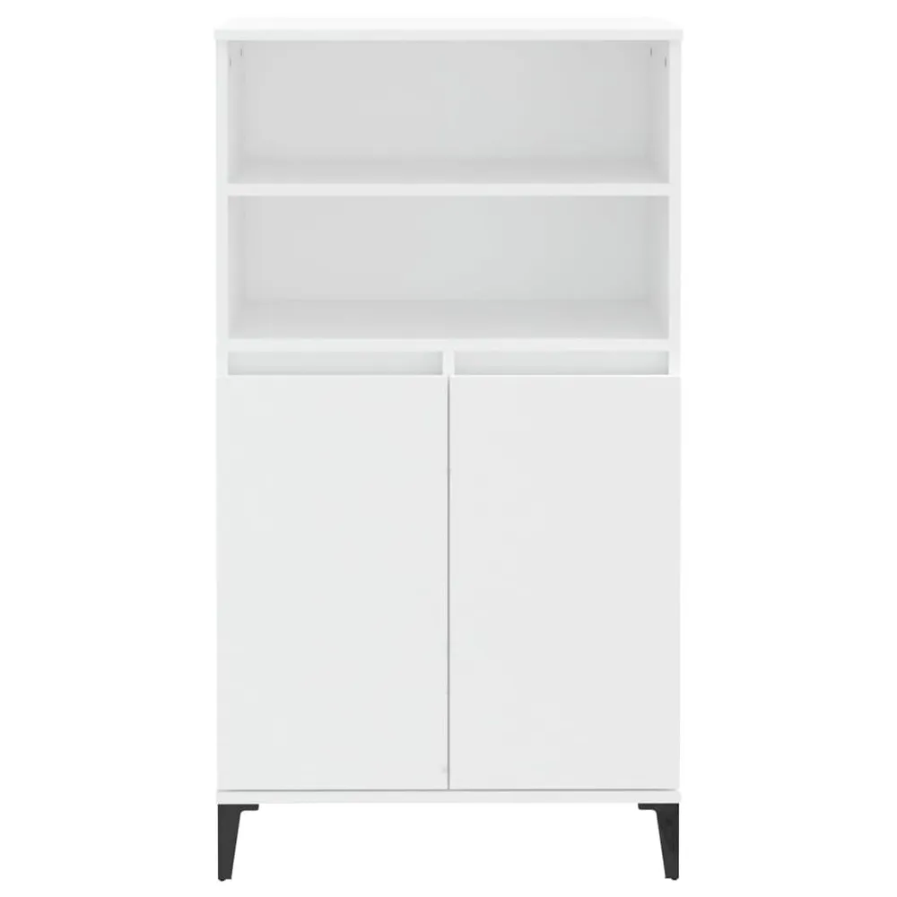 Hoge kast 60x36x110 cm bewerkt hout wit met Sleutelvergrendeling
