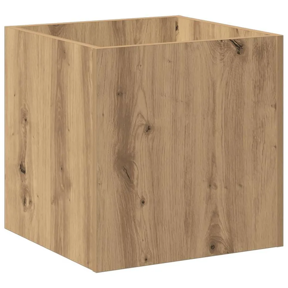 Plantenbak 40x40x40 cm bewerkt hout artisanaal eikenkleur Verzinkt Staal