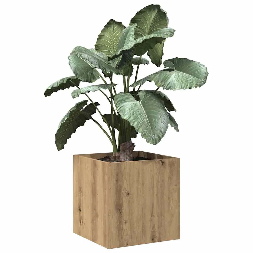 Plantenbak 40x40x40 cm bewerkt hout artisanaal eikenkleur Verzinkt Staal
