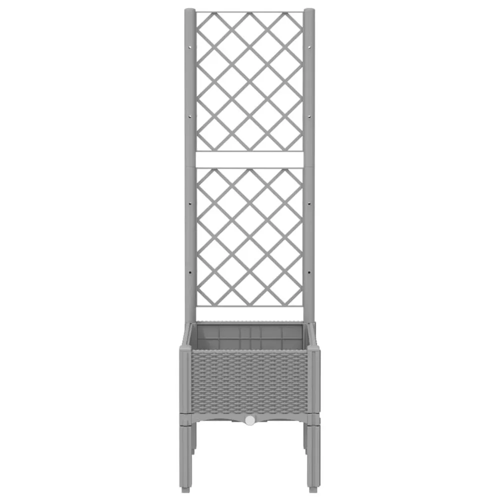 Plantenbak met latwerk 40x40x142 cm polypropeen lichtgrijs