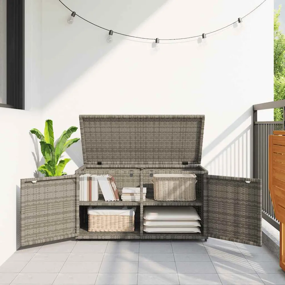 Tuinkast 110x55x60,5 cm poly rattan grijs