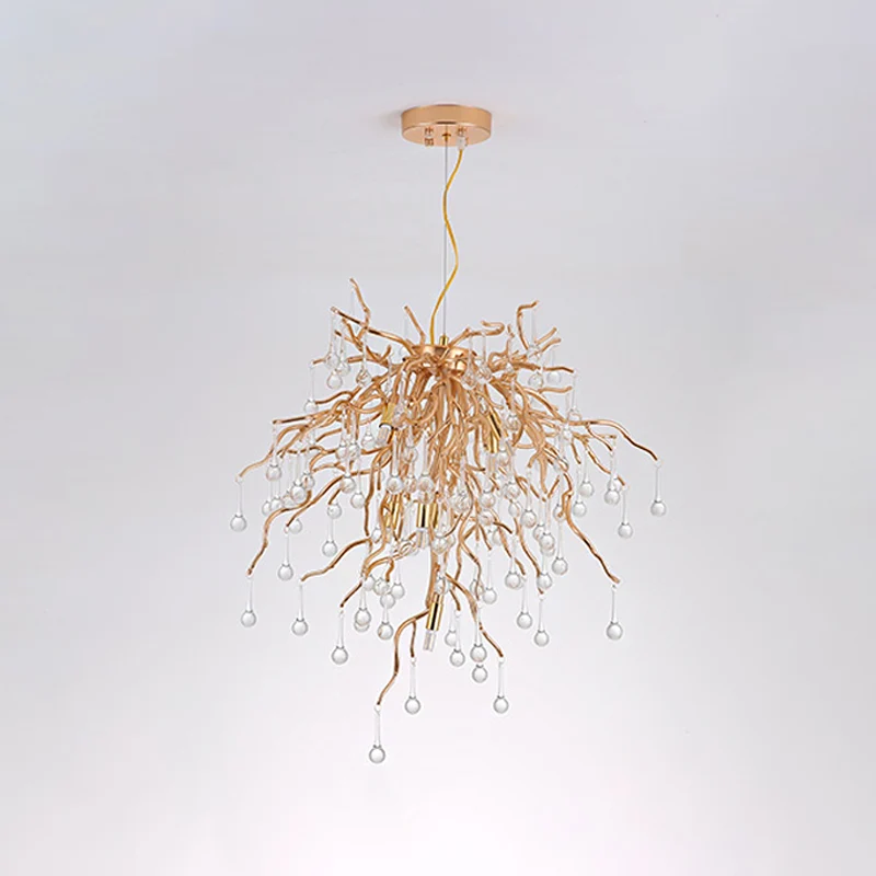 23.5 "/31.5" W Helder Crystal Raindrop Hangende Kroonluchter Rustieke 8/10 Lichten Gouden Plafondlamp voor Woonkamer met I...