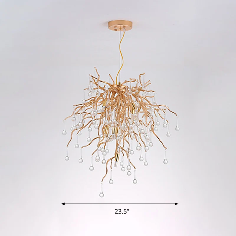23.5 "/31.5" W Helder Crystal Raindrop Hangende Kroonluchter Rustieke 8/10 Lichten Gouden Plafondlamp voor Woonkamer met I...