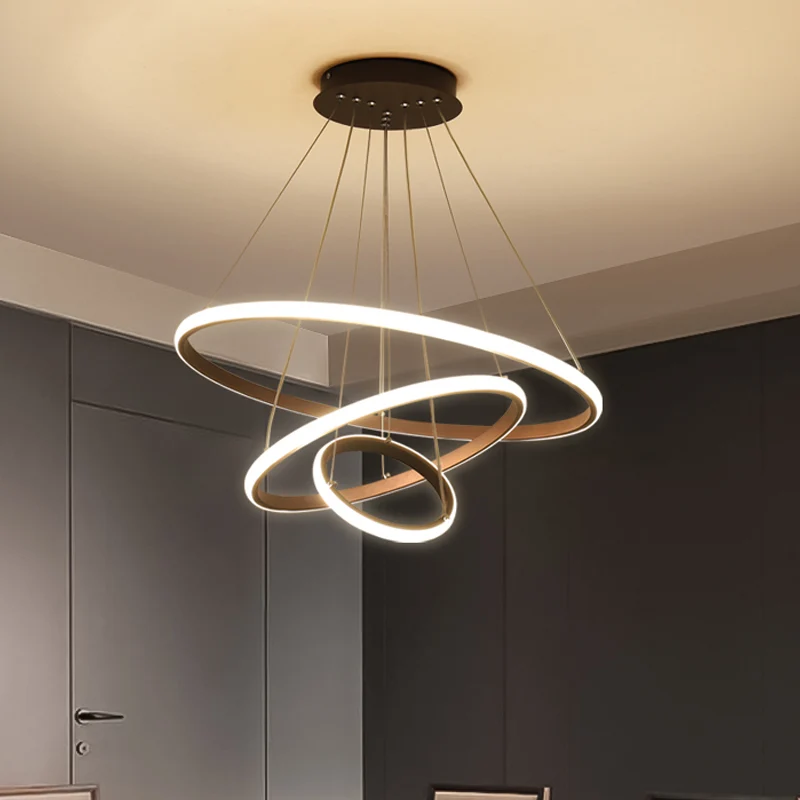 3/4-laags hangende kroonluchter minimalistische acryl woonkamer LED hangende plafondlamp wit/koffie - 60cm Diameter