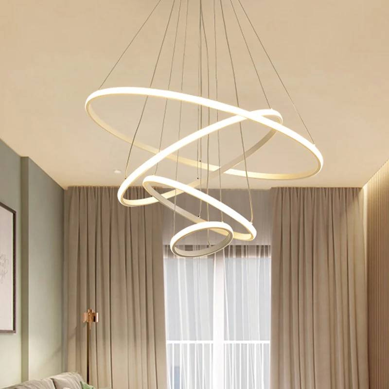 3/4-laags hangende kroonluchter minimalistische acryl woonkamer LED hangende plafondlamp wit/koffie - 60cm Diameter