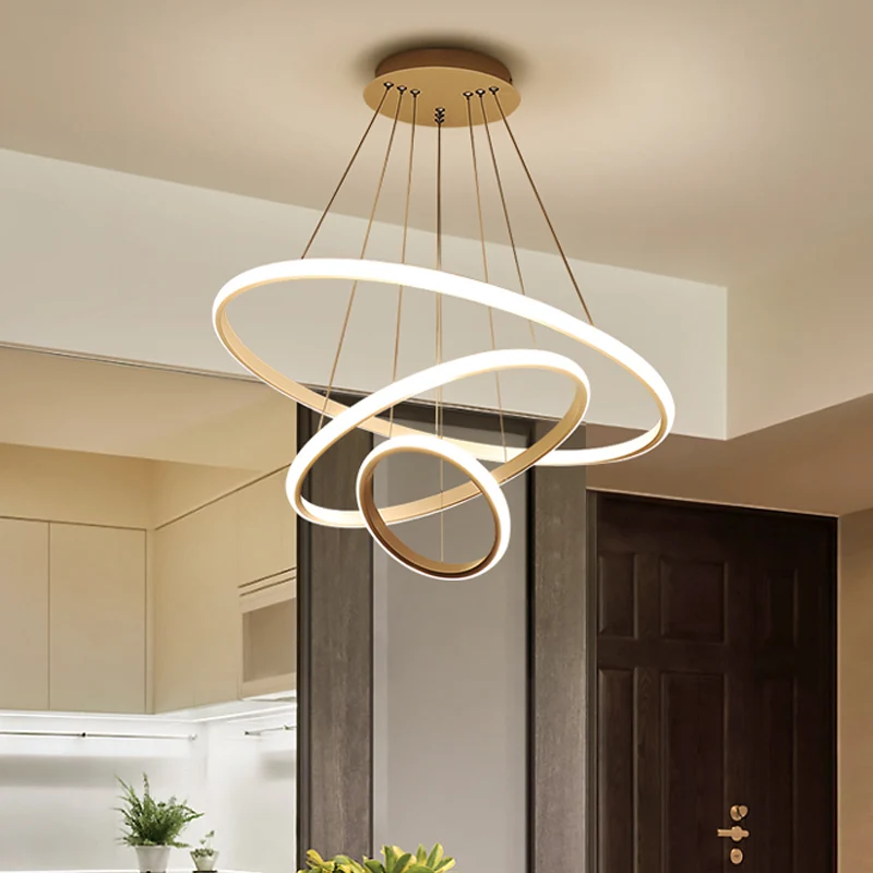 3/4-laags hangende kroonluchter minimalistische acryl woonkamer LED hangende plafondlamp wit/koffie - 60cm Diameter