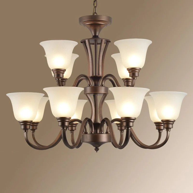Bell Frost glazen plafondverlichting Traditionele woonkamerkroonluchterlamp bruin voor Woonkamer