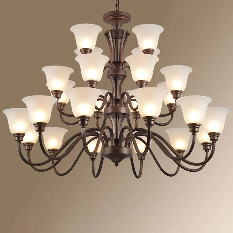 Bell Frost glazen plafondverlichting Traditionele woonkamerkroonluchterlamp bruin voor Woonkamer