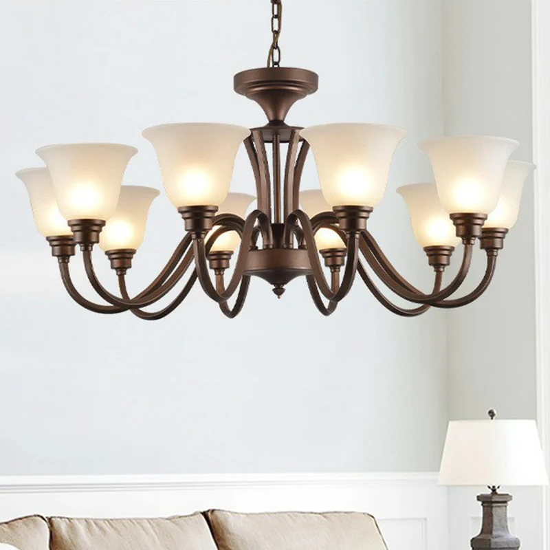 Bell Frost glazen plafondverlichting Traditionele woonkamerkroonluchterlamp bruin voor Woonkamer