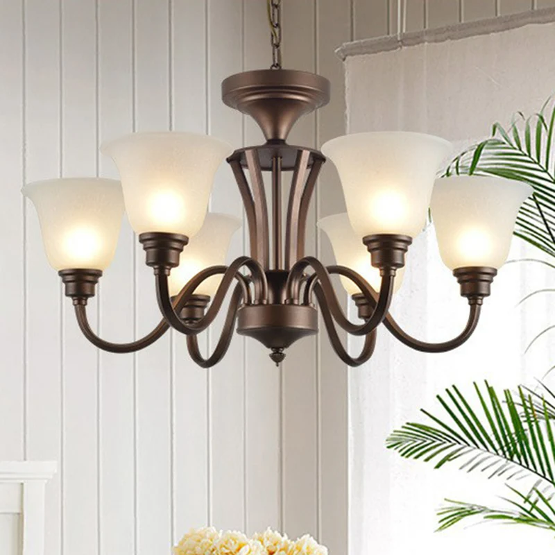 Bell Frost glazen plafondverlichting Traditionele woonkamerkroonluchterlamp bruin voor Woonkamer