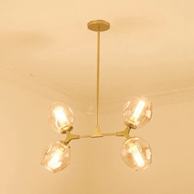 Bubble Shade Kroonluchter Lichtarmatuur Hedendaags Stralend Glas 2/4 Lichten Zwart/Goud Hangend Plafondlicht