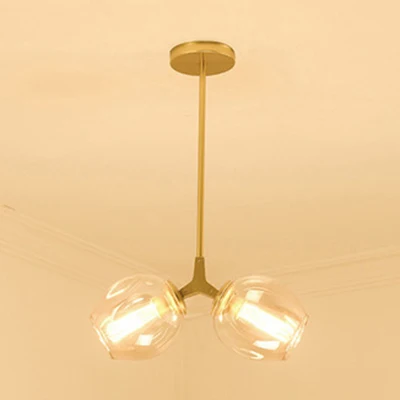 Bubble Shade Kroonluchter Lichtarmatuur Hedendaags Stralend Glas 2/4 Lichten Zwart/Goud Hangend Plafondlicht