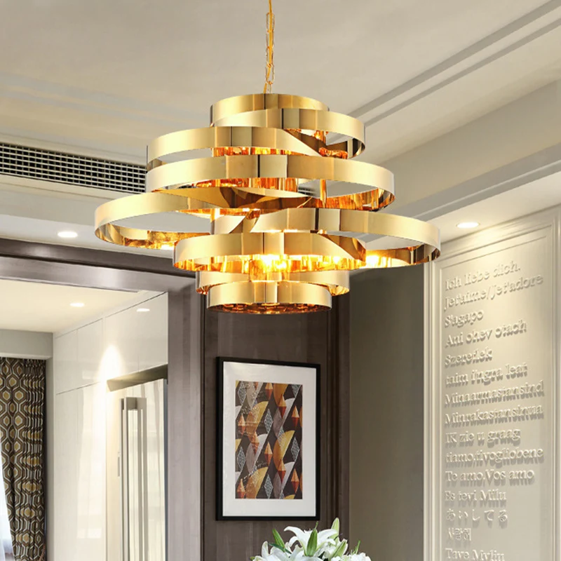 Cirkel woonkamer plafond kroonluchter koloniale metalen 6/8 koppen gouden hanglamp | 3000K | 2000 lm