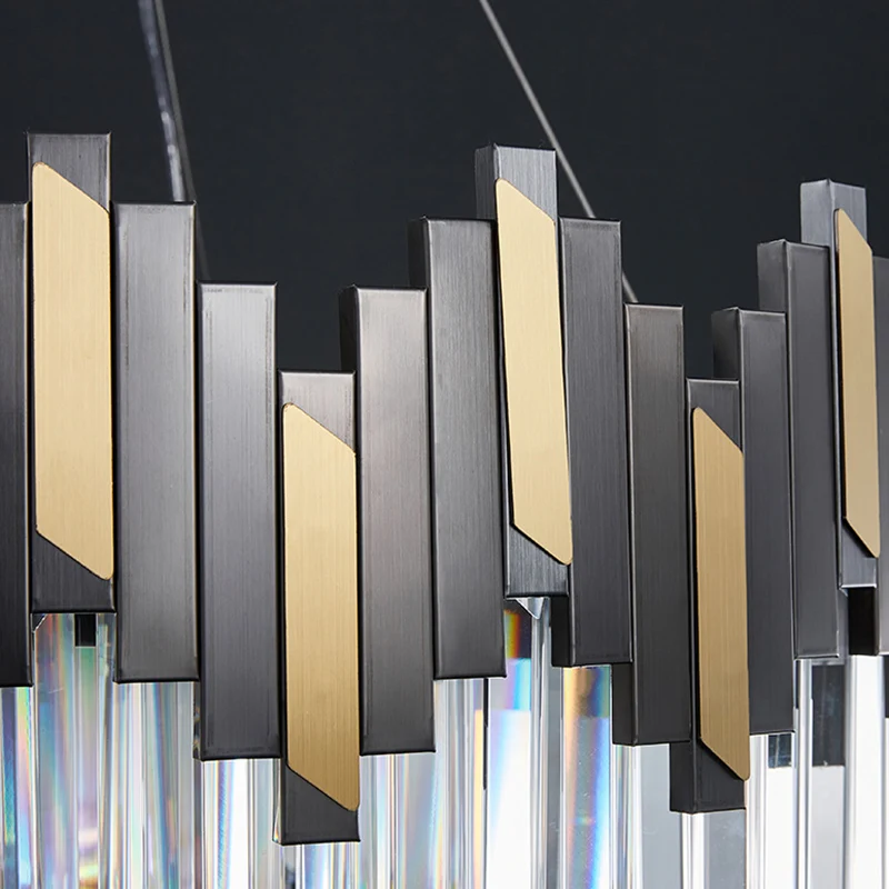 Dimbare Spot Ring woonkamer kroonluchter licht schitterend kristal eenvoud hanglamp goud-zwart