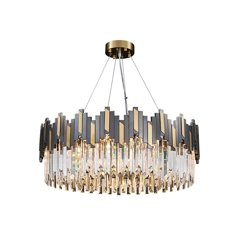 Dimbare Spot Ring woonkamer kroonluchter licht schitterend kristal eenvoud hanglamp goud-zwart