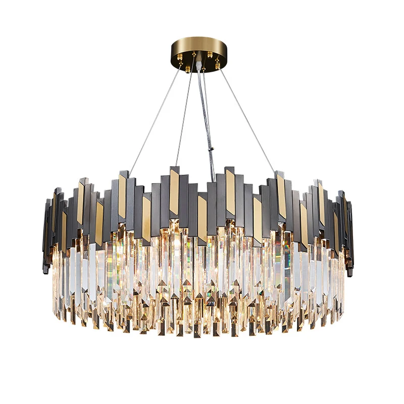 Dimbare Spot Ring woonkamer kroonluchter licht schitterend kristal eenvoud hanglamp goud-zwart